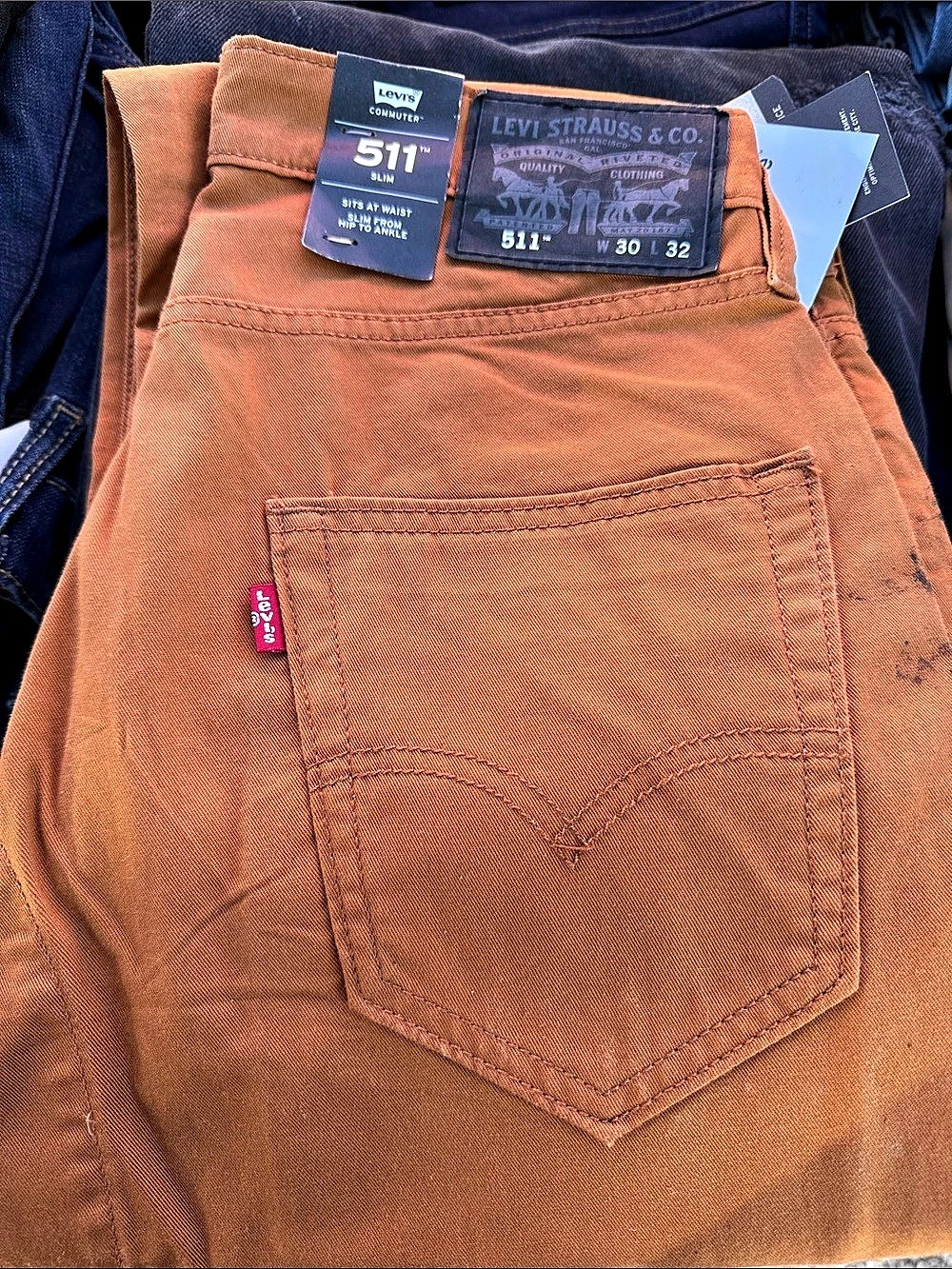 Levi's 511 Commuter Slim Fit Pants Brown Waist 30 x 32
